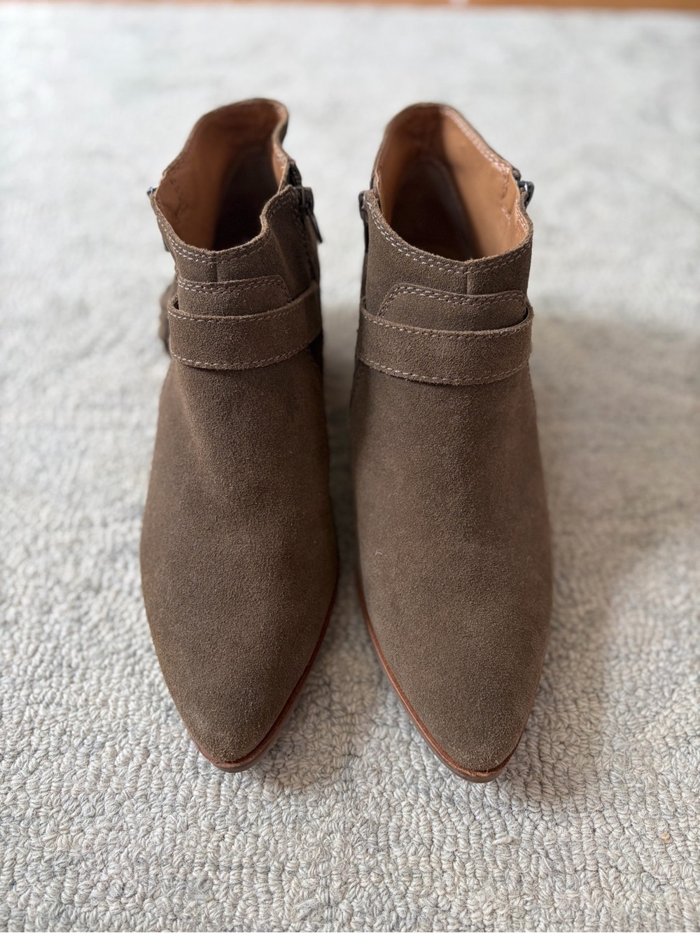 Lucky Brand Enitha Brown Suede Leather Ankle Booties Size 11 - Picture 3 of 8
